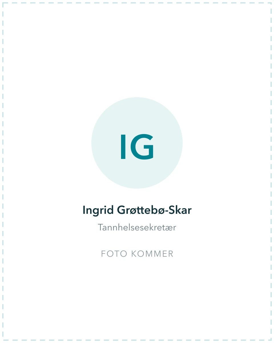 Tannhelsesekretær Ingrid Grøttebø-Skar ved Stadion Tannklinikk